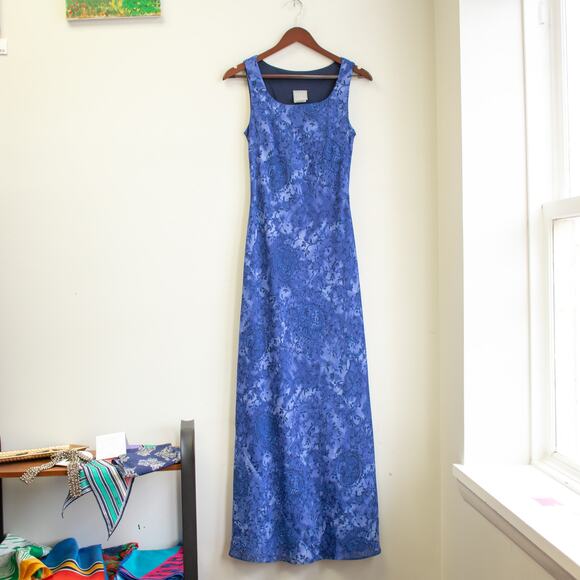 Vintage rabbit rabbit rabbit Designs Paisley Blue A-Line Dress Size Small - Picture 1 of 6